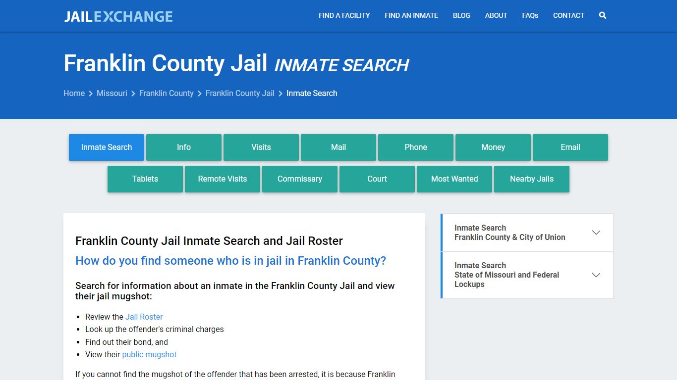 Inmate Search: Roster & Mugshots - Franklin County Jail, MO