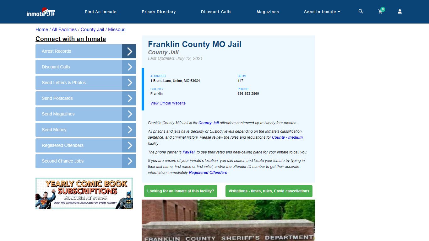 Franklin County MO Jail - Inmate Locator - Union, MO
